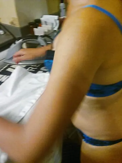 Kelly doing some ironing