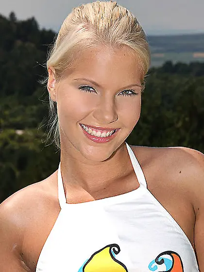 Horny teenage blonde with pierced tongue masturbates and gets fu