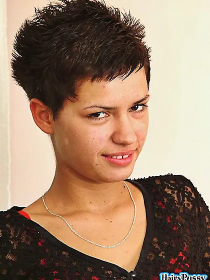 Short haired brunette red