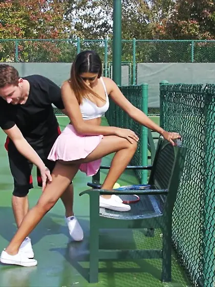 Delightful brunette wearing pink