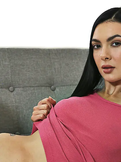 Scrawny brunette with tiny denim shorts gets fucked by her step-