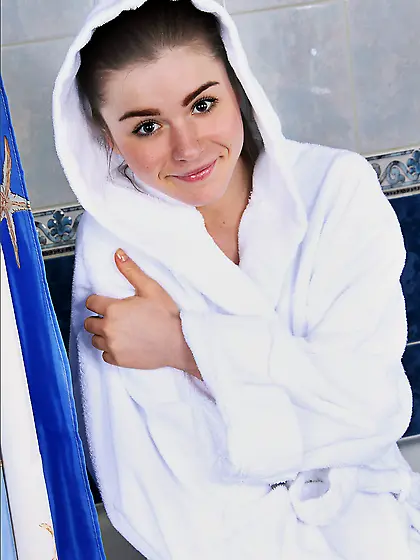 Cute and handsome sweetie Lily C is gently washing her preciousl