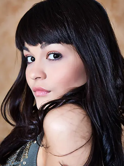 Delicious perky breasted brunette Landysh A strips and strikes n