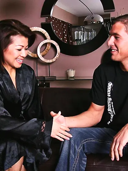 Guy losing mind from when the Asian chick Ka Lee is rubbing him