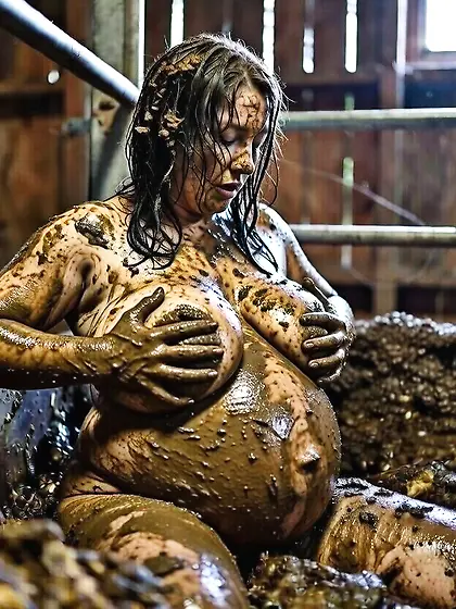 Busty pregnant MILF loves manure