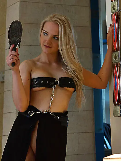 Beautiful blonde leather rubs