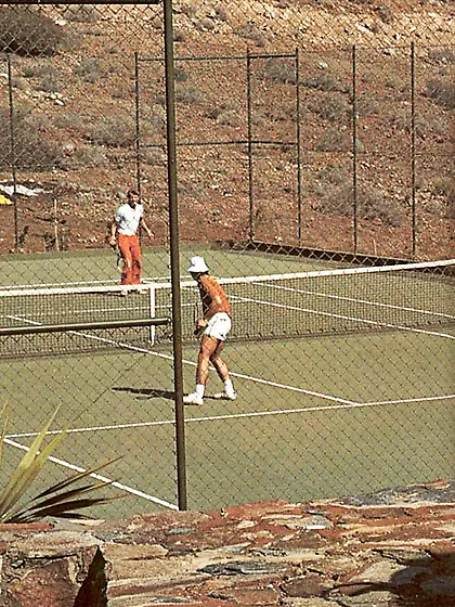 Hairy tennis playing retro