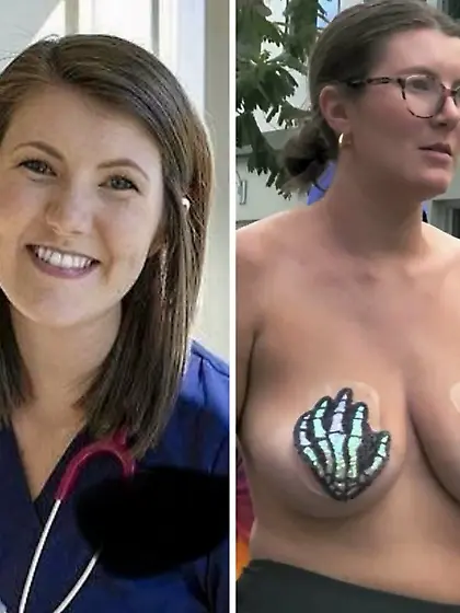 Nurse Liz’s big tits swaying at FF (non nude)