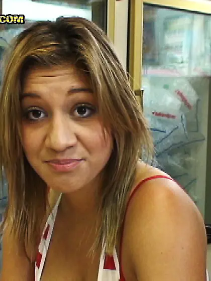 Cute blonde babe Jene Doll strips her bikini and then gets titty