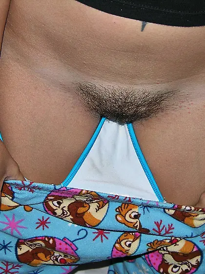 Pajamas Pulled Down To Expose Hairy Teen Bush