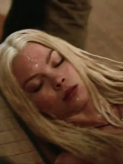 Blonde brunette kissing sensual