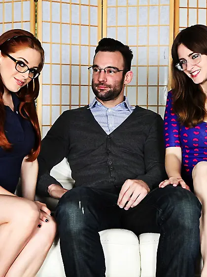 Nerdy lingerie threesome