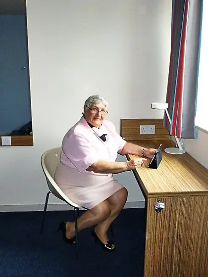 Angelic elderly curvy blonde