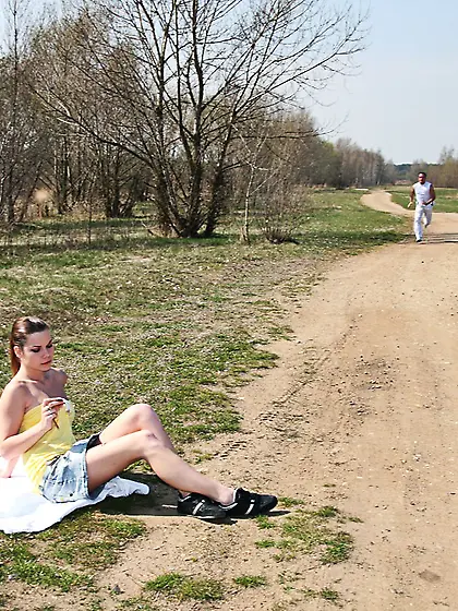 Slutty ponytailed teen girl