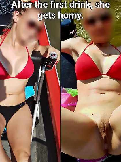 Hot blonde girl shows herself naked in public.