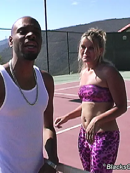 Peak 00s hottie getting gangbanged by black dudes on a court
