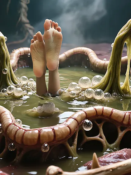feet in slime pool