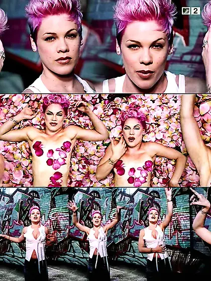 Famous singer Pink and her perfect titties