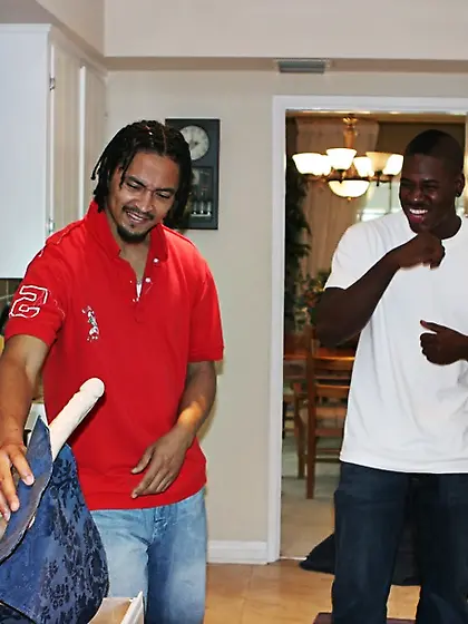 Pierced tongue brunette glasses