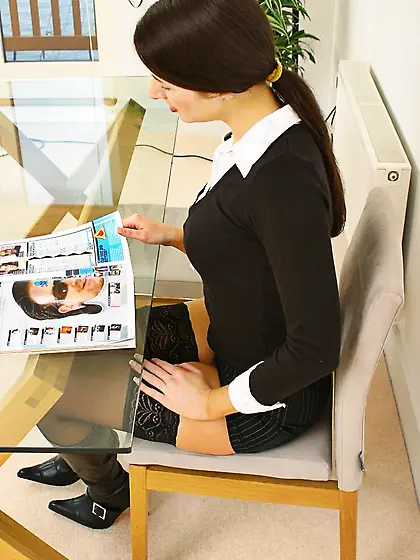 Stockinged hottie Rose removes her sexiest clothes to show her b