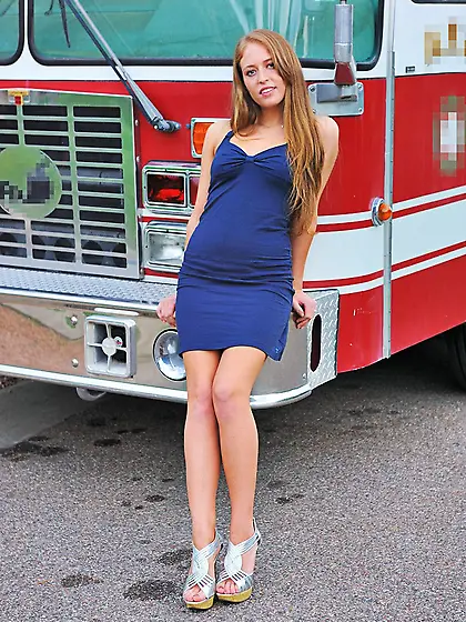 Freckled blonde red thong