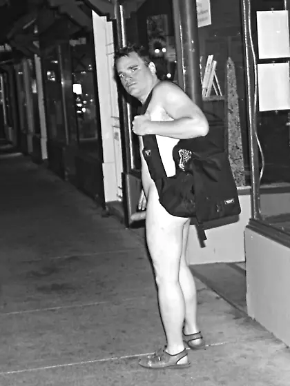 Bare Assed Naked in Public - erect in public