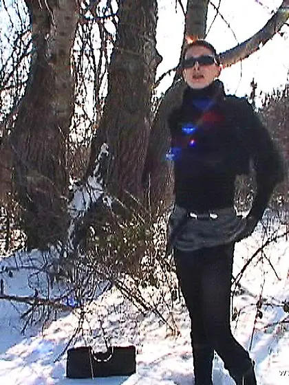 Young babe is so damn nasty,  on a winter day she sucks off her b