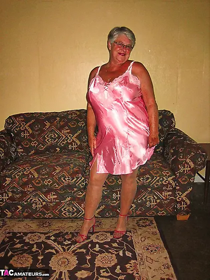 Magnetic elderly curvy blonde