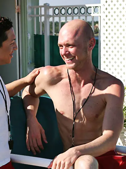 Poolside fun guys resist