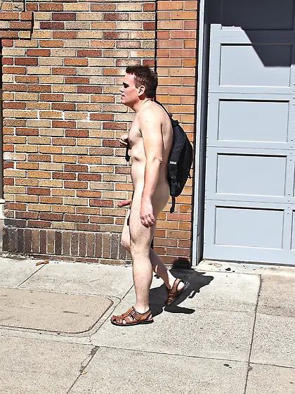 Bare Assed Naked in Public - erect in public