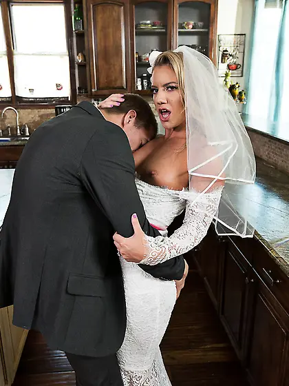 Hot ass bride Candice Dare gets boned in the kitchen