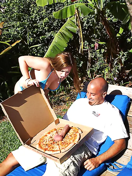 American chubby big sausage pizza