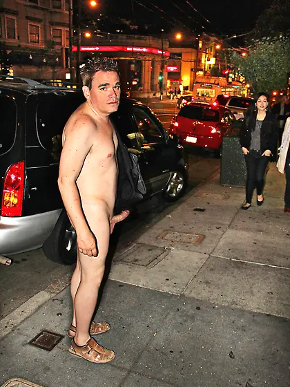 Bare Assed Naked in Public - erect in public