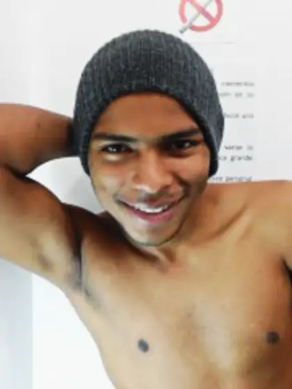 Brunette Young Man Angel Striptease.