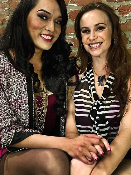 Tranny holds cock ass