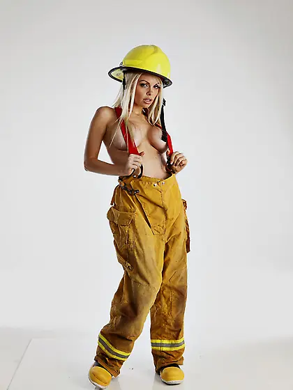 Firefighter blonde gets banged brutally,  this sex is on fire