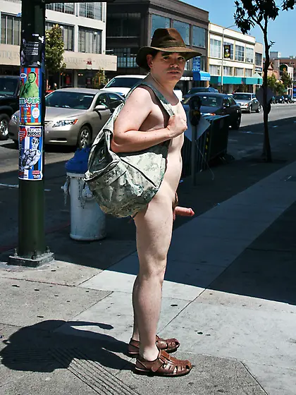 Bare Assed Naked in Public - erect in public