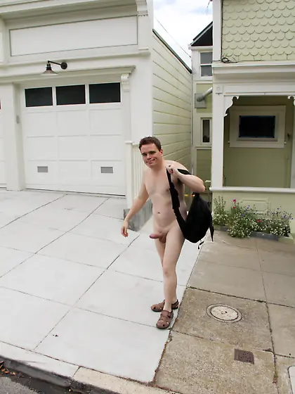 Bare Assed Naked in Public - erect in public