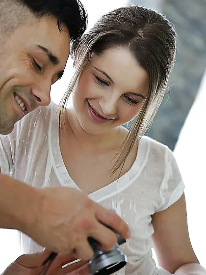 Skinny small tits pov