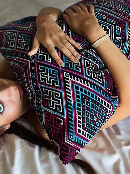 Toned brunette hide naked