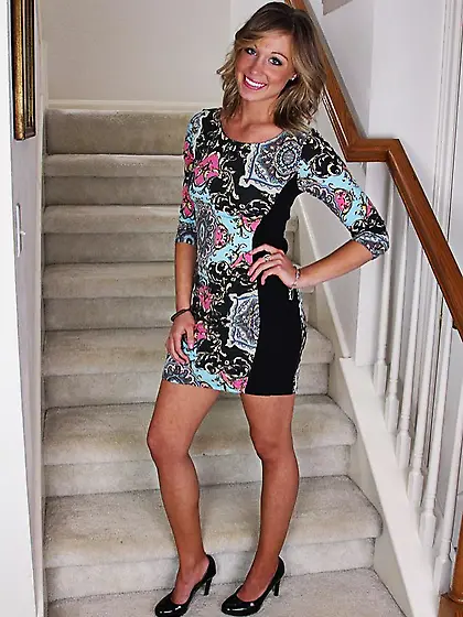 Blonde bimbo Ashley Jones stripping off on the stairs and playin