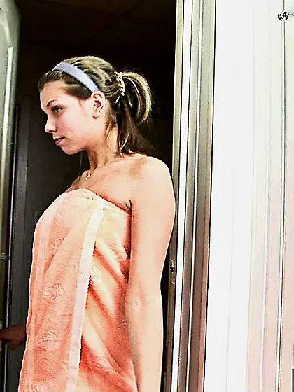 Teen blonde masturbating in the shower