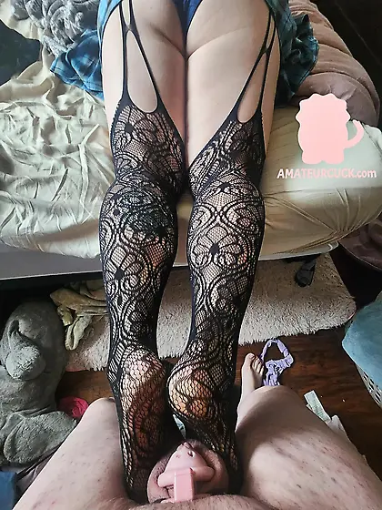 Amateur locked in chastity caged, hotwife, watching