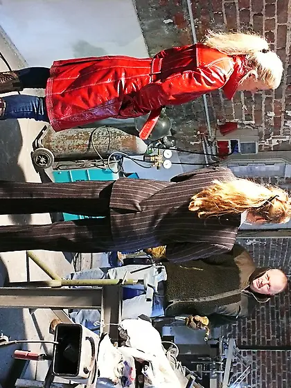 Blonde cougar wearing long