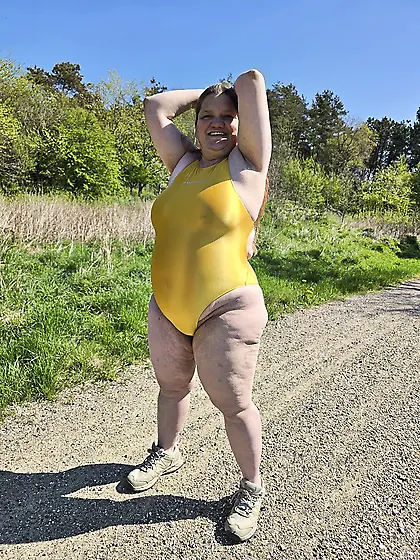 enjoying the sun in a new swimsuit
