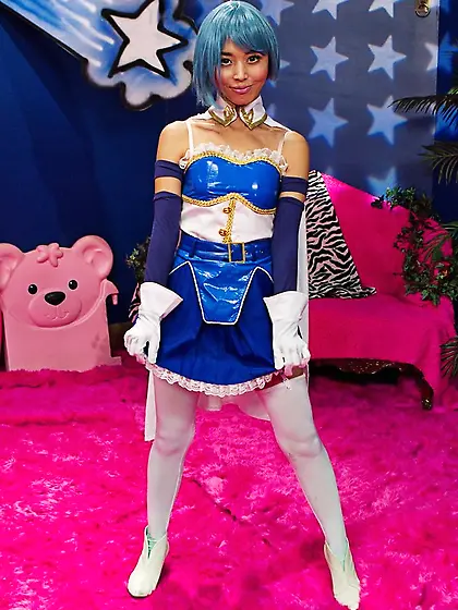 Cosplay cutie suspended daunting