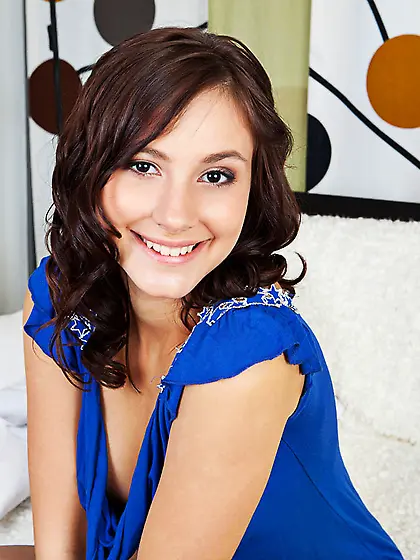 Cute teen brunette Victory Nubiles spreads her legs and touches