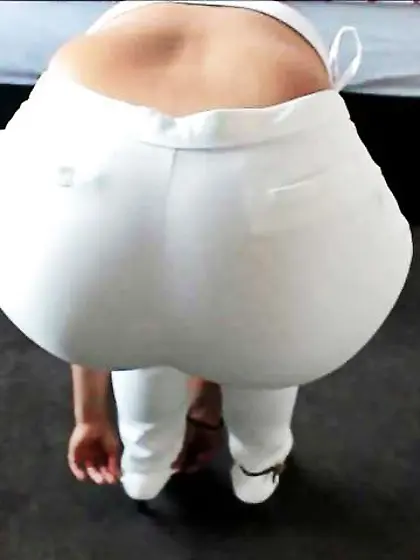 Hefty Bum White Denim Candid Caboose BACKSIDE GRANDE screens!