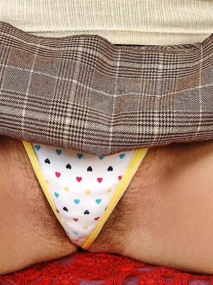 Nasty brunette Natasha Niceexposing her hairy cunny dressed as a