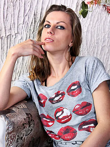 White teen with brown hair and beautiful...